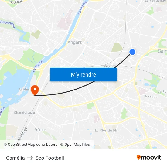 Camélia to Sco Football map