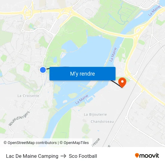 Lac De Maine Camping to Sco Football map