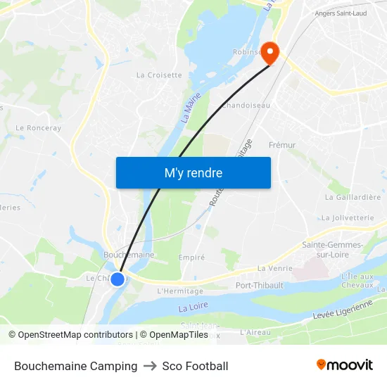 Bouchemaine Camping to Sco Football map