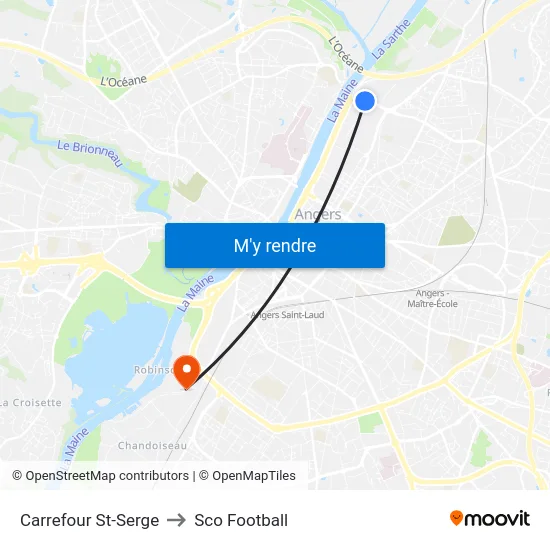 Carrefour St-Serge to Sco Football map