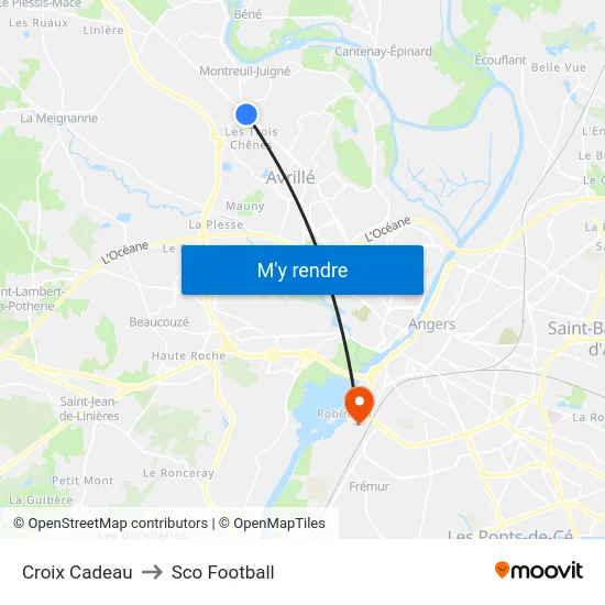 Croix Cadeau to Sco Football map