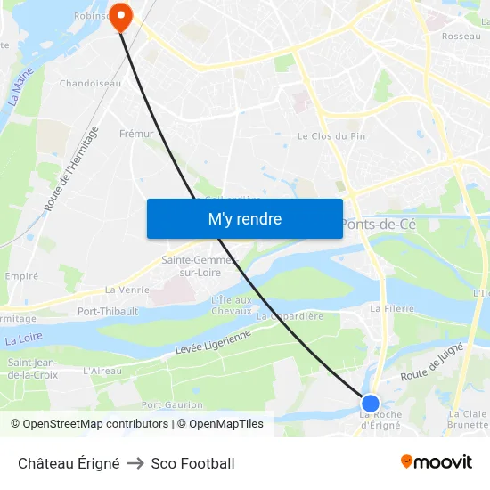 Château Érigné to Sco Football map
