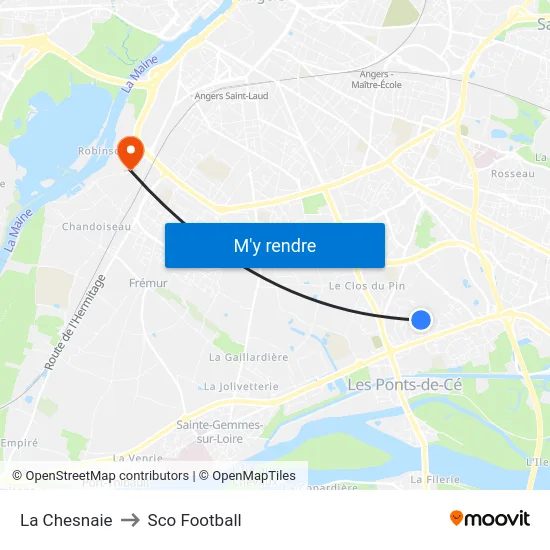 La Chesnaie to Sco Football map