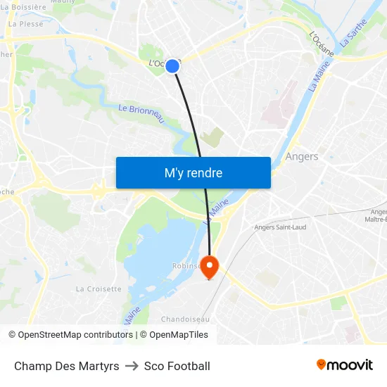 Champ Des Martyrs to Sco Football map