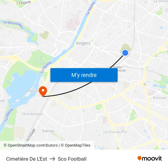 Cimetière De L'Est to Sco Football map