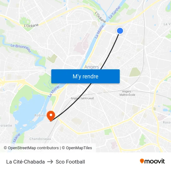 La Cité-Chabada to Sco Football map