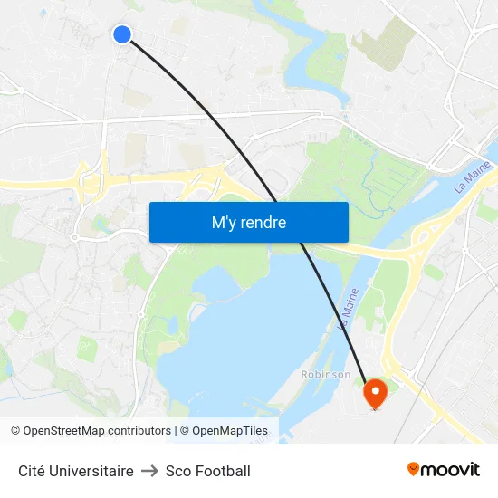 Cité Universitaire to Sco Football map