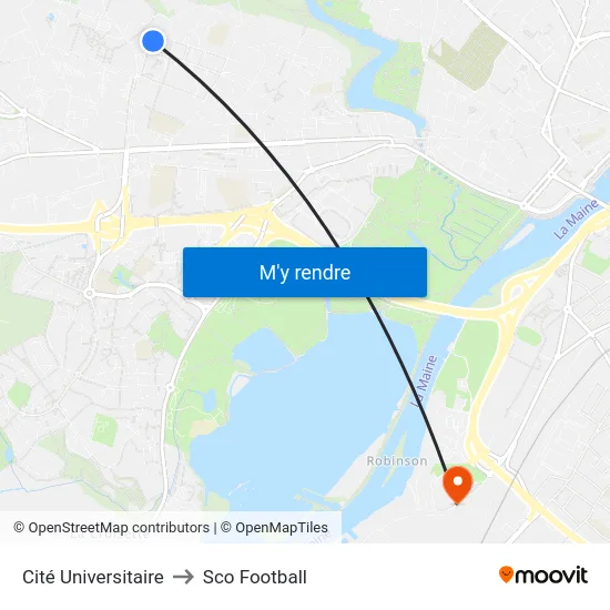 Cité Universitaire to Sco Football map