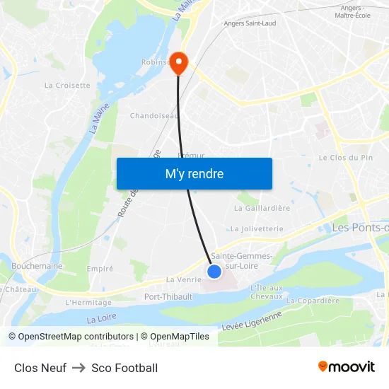 Clos Neuf to Sco Football map