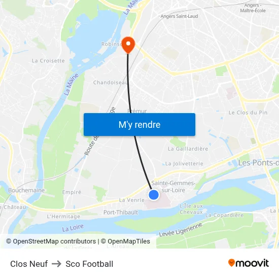 Clos Neuf to Sco Football map