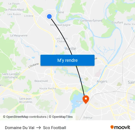 Domaine Du Val to Sco Football map