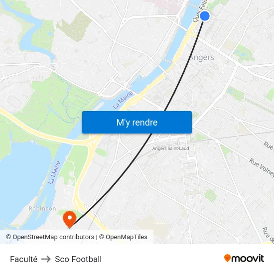 Faculté to Sco Football map