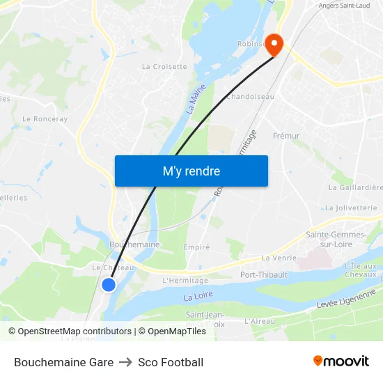 Bouchemaine Gare to Sco Football map