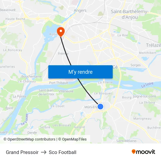 Grand Pressoir to Sco Football map
