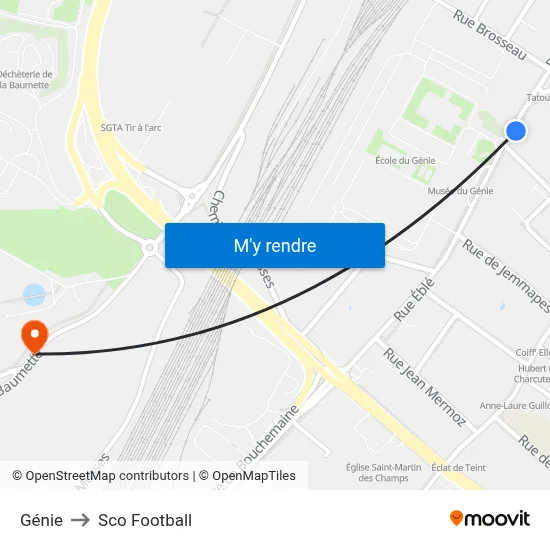 Génie to Sco Football map