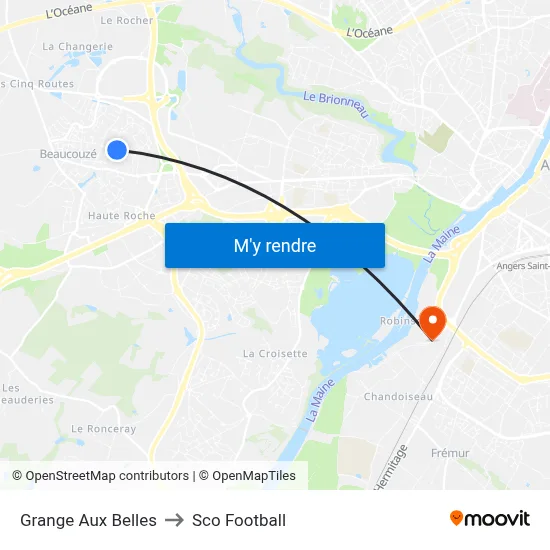 Grange Aux Belles to Sco Football map