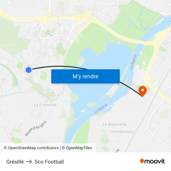 Grésillé to Sco Football map