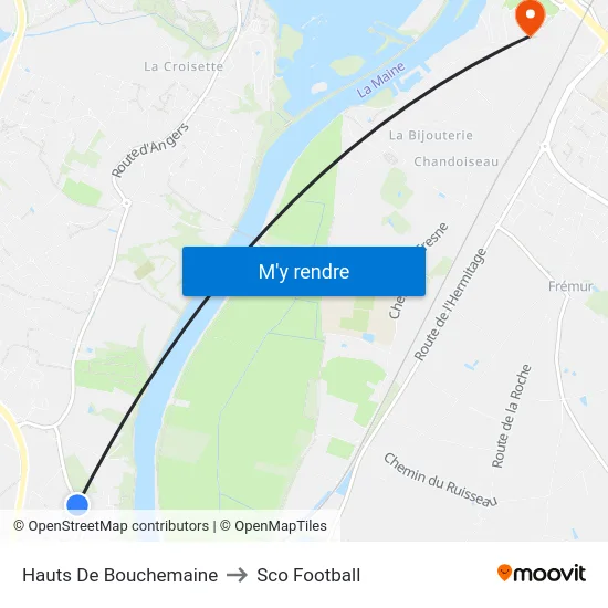 Hauts De Bouchemaine to Sco Football map