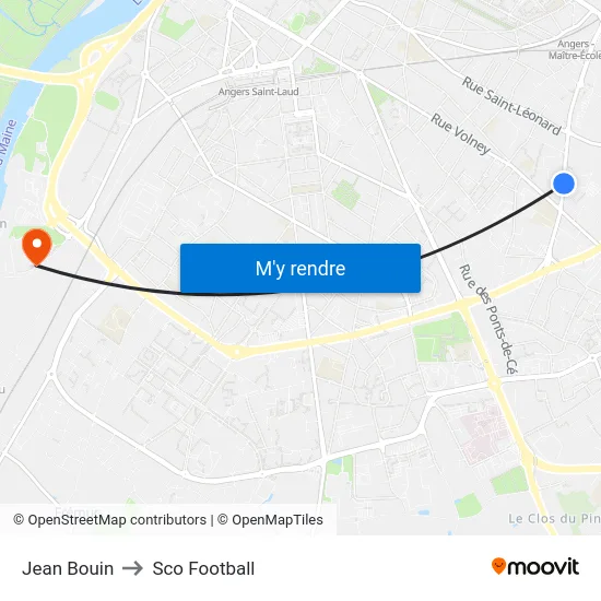Jean Bouin to Sco Football map