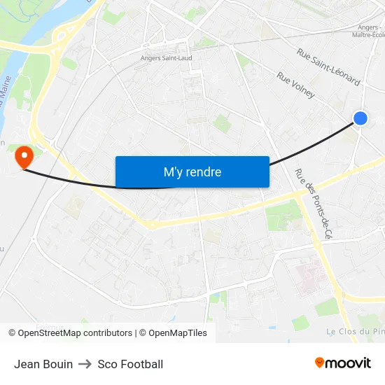 Jean Bouin to Sco Football map
