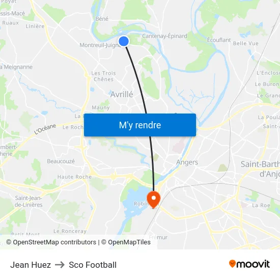 Jean Huez to Sco Football map