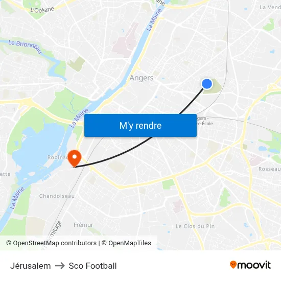 Jérusalem to Sco Football map