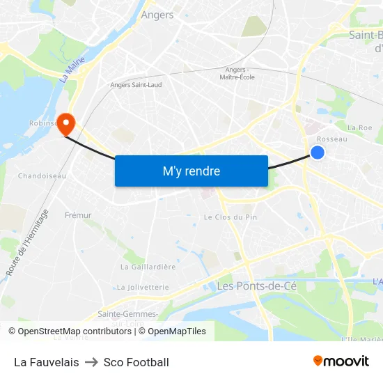 La Fauvelais to Sco Football map