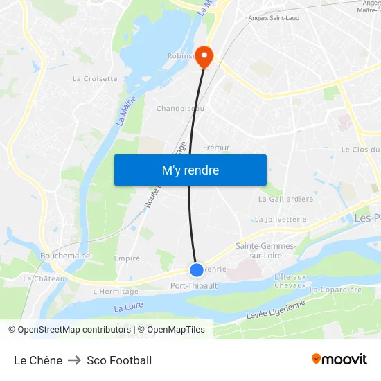 Le Chêne to Sco Football map