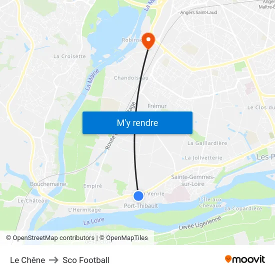 Le Chêne to Sco Football map