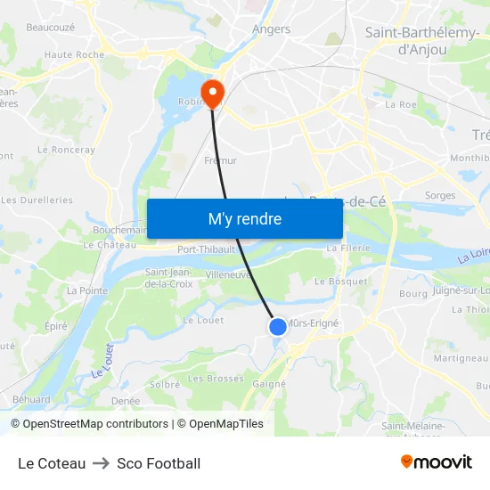 Le Coteau to Sco Football map