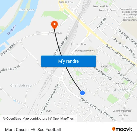 Mont Cassin to Sco Football map