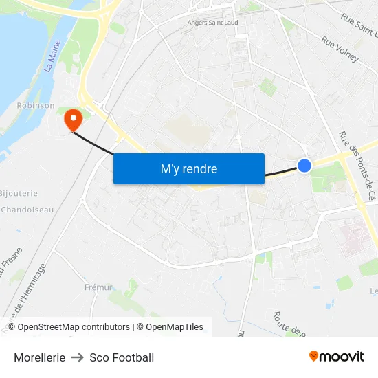 Morellerie to Sco Football map