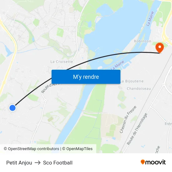 Petit Anjou to Sco Football map