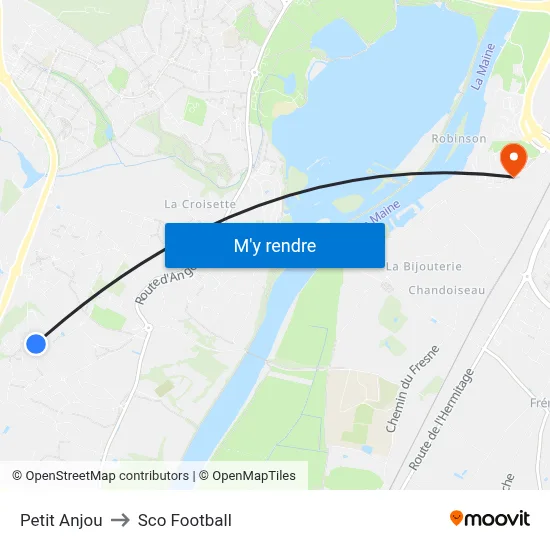 Petit Anjou to Sco Football map