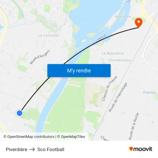 Piverdière to Sco Football map