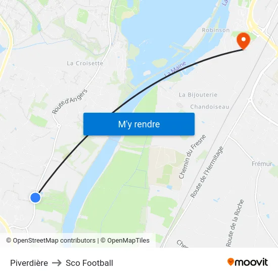 Piverdière to Sco Football map