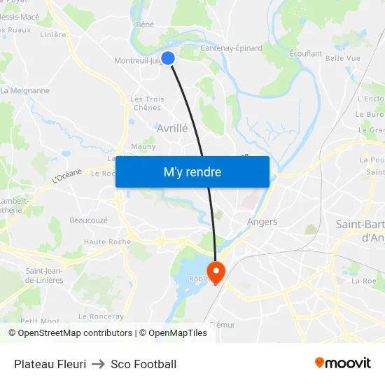 Plateau Fleuri to Sco Football map