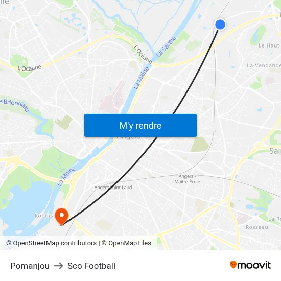Pomanjou to Sco Football map