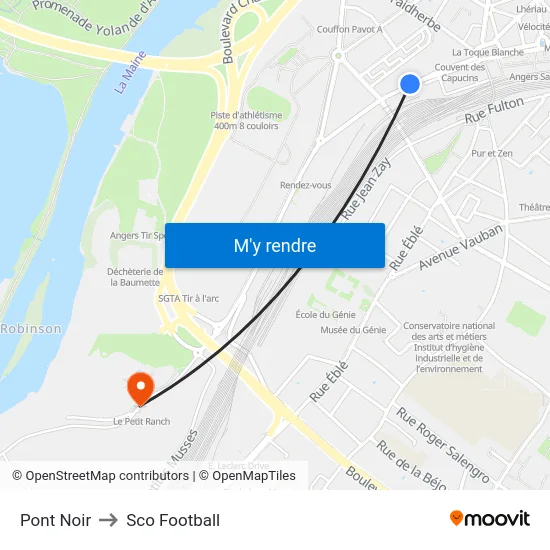 Pont Noir to Sco Football map