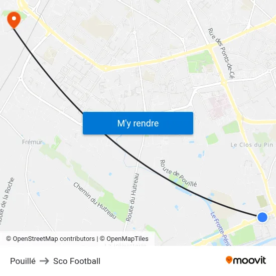 Pouillé to Sco Football map