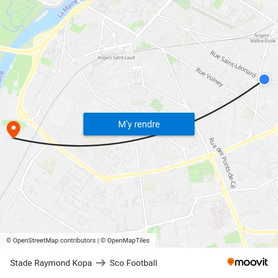 Stade Raymond Kopa to Sco Football map