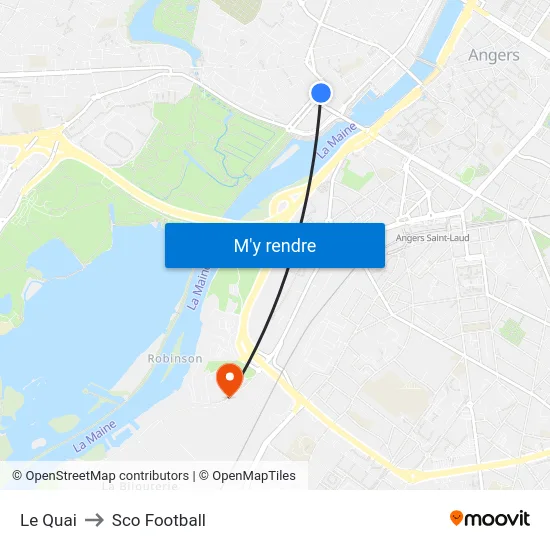 Le Quai to Sco Football map