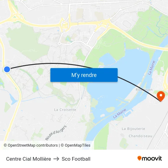 Centre Cial Mollière to Sco Football map