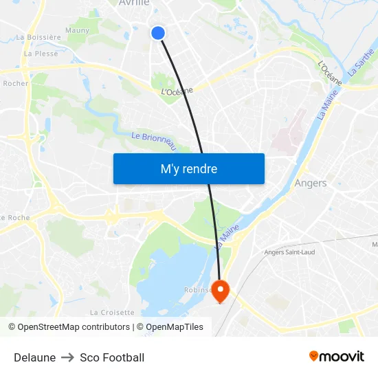 Delaune to Sco Football map