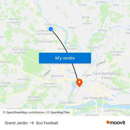 Grand Jardin to Sco Football map
