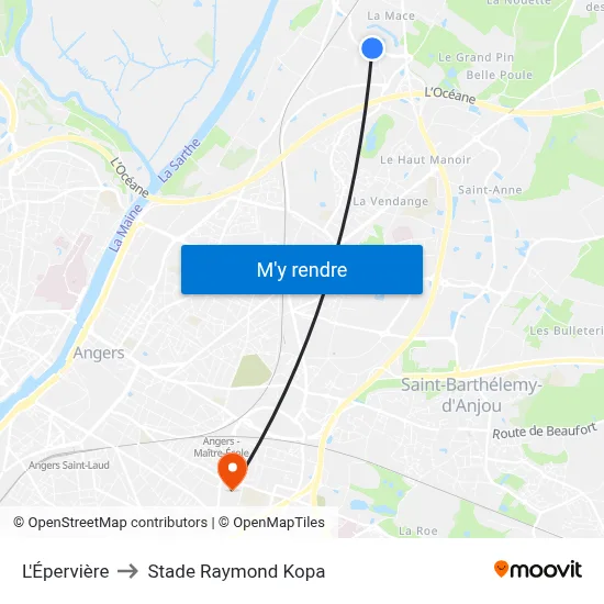 L'Épervière to Stade Raymond Kopa map