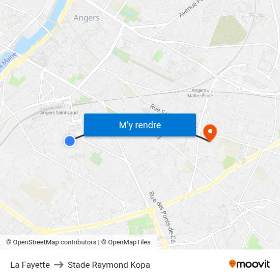 La Fayette to Stade Raymond Kopa map