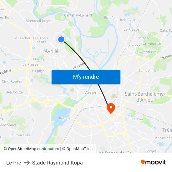 Le Pré to Stade Raymond Kopa map