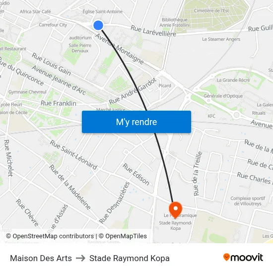 Maison Des Arts to Stade Raymond Kopa map