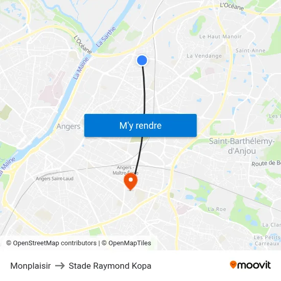 Monplaisir to Stade Raymond Kopa map